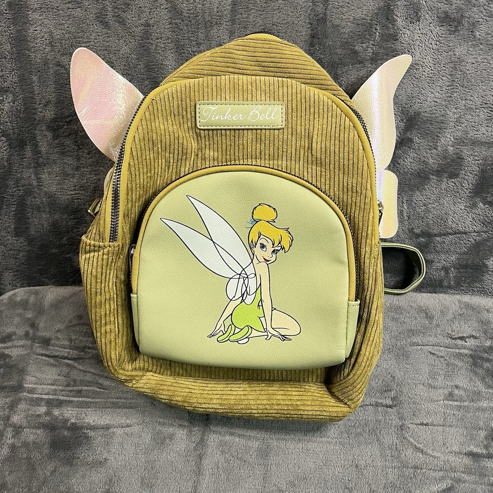 Disney Peter Pan Tinkerbell Corduroy Mini Backpack With Wings Bioworld